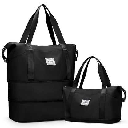 Waterproof Travel Duffle Bag – Expandable Black Weekender